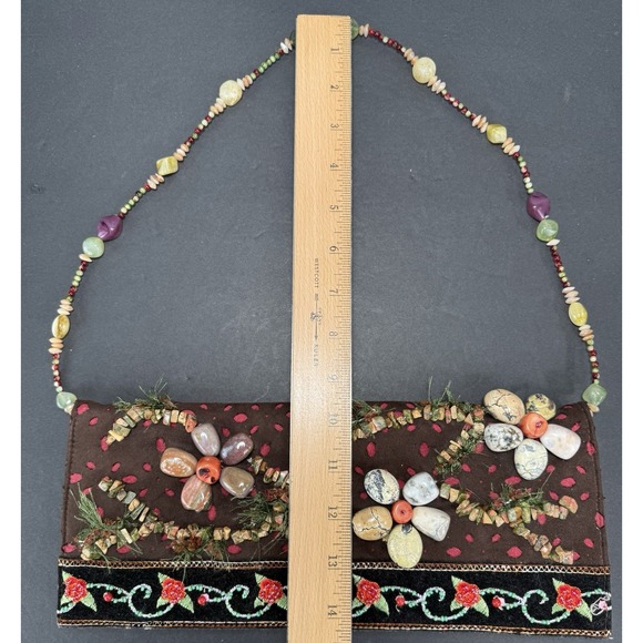 Mary Frances Purse Shoulder Bead Work Floral Embellished Stone Handbag Clutch‎ - Picture 4 of 16